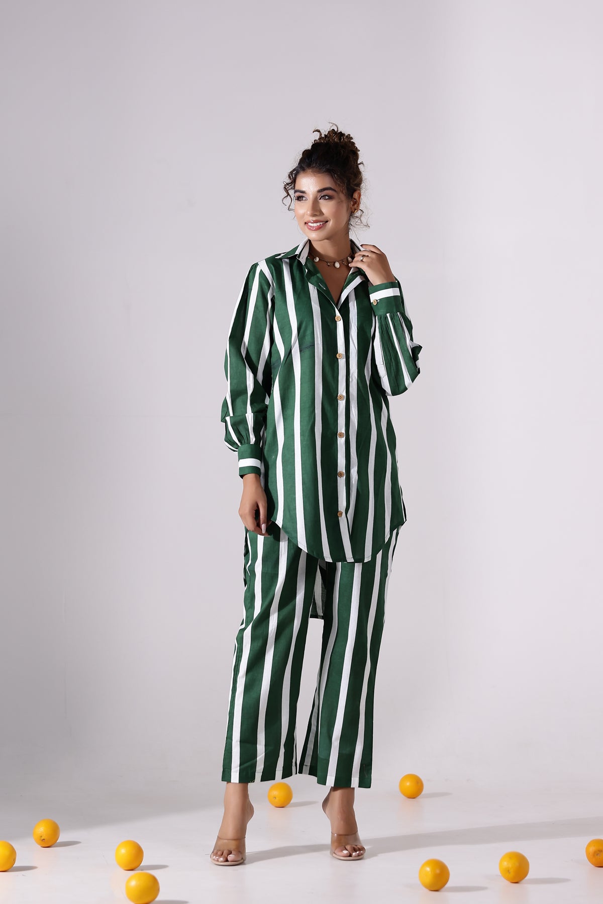 The Green Stripes Cotton Coord Set