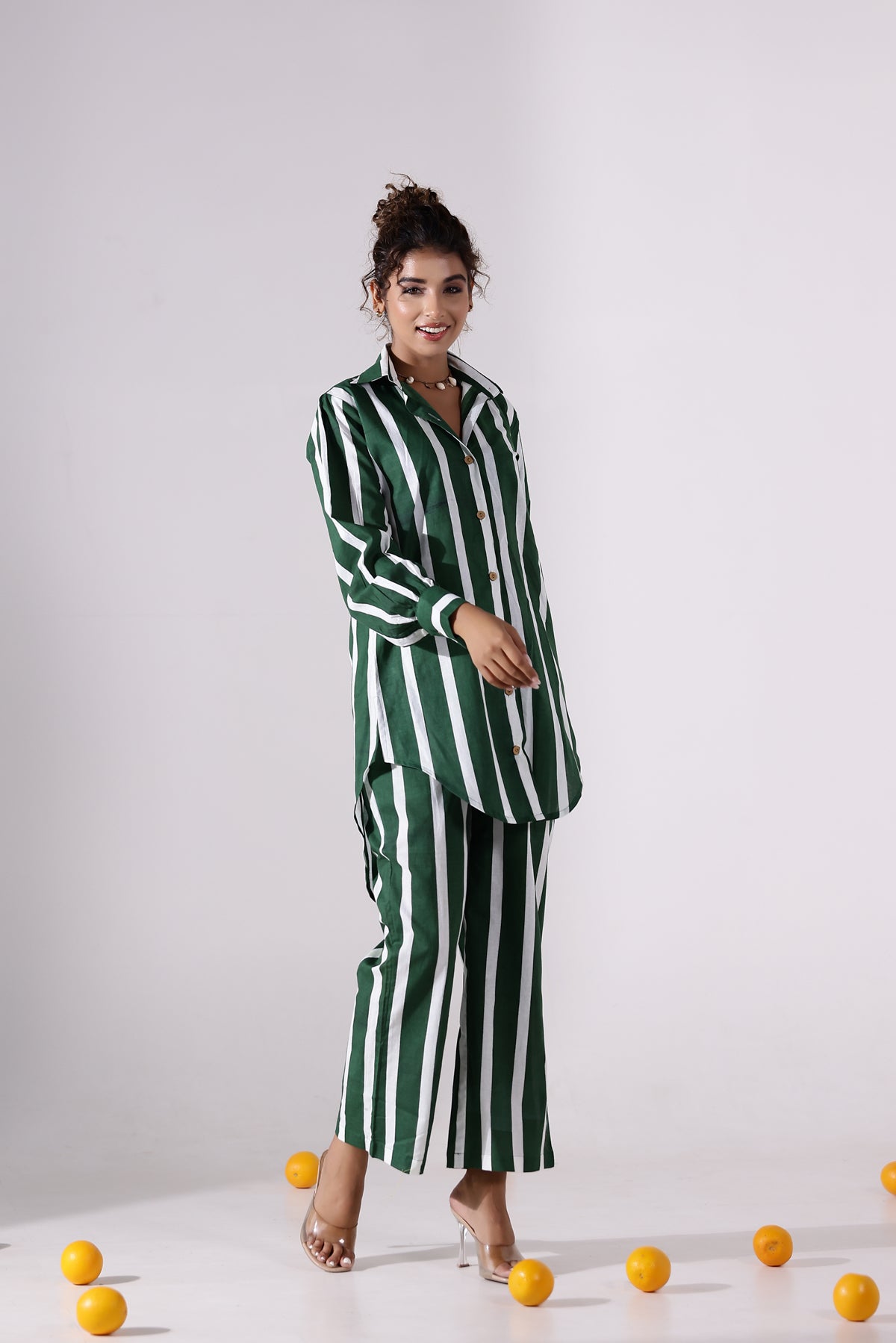 The Green Stripes Cotton Coord Set