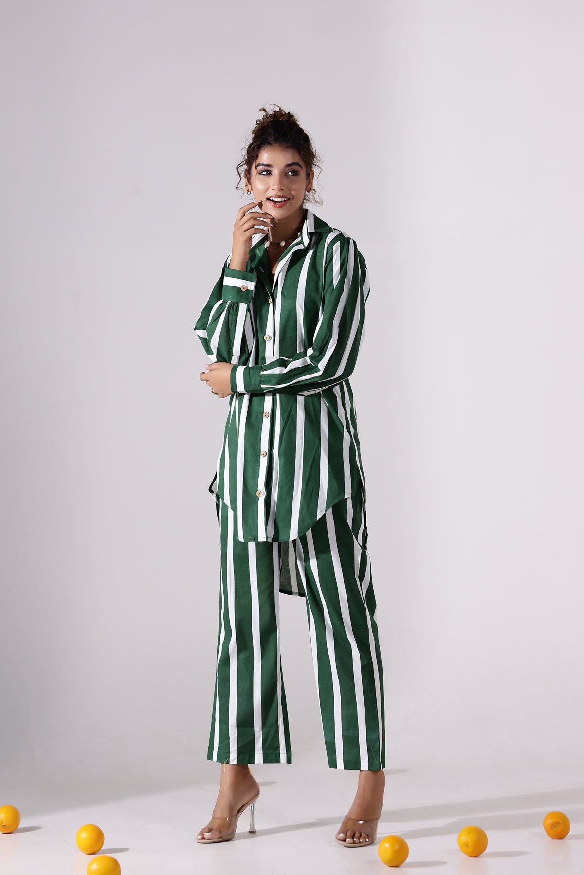 The Green Stripes Cotton Coord Set