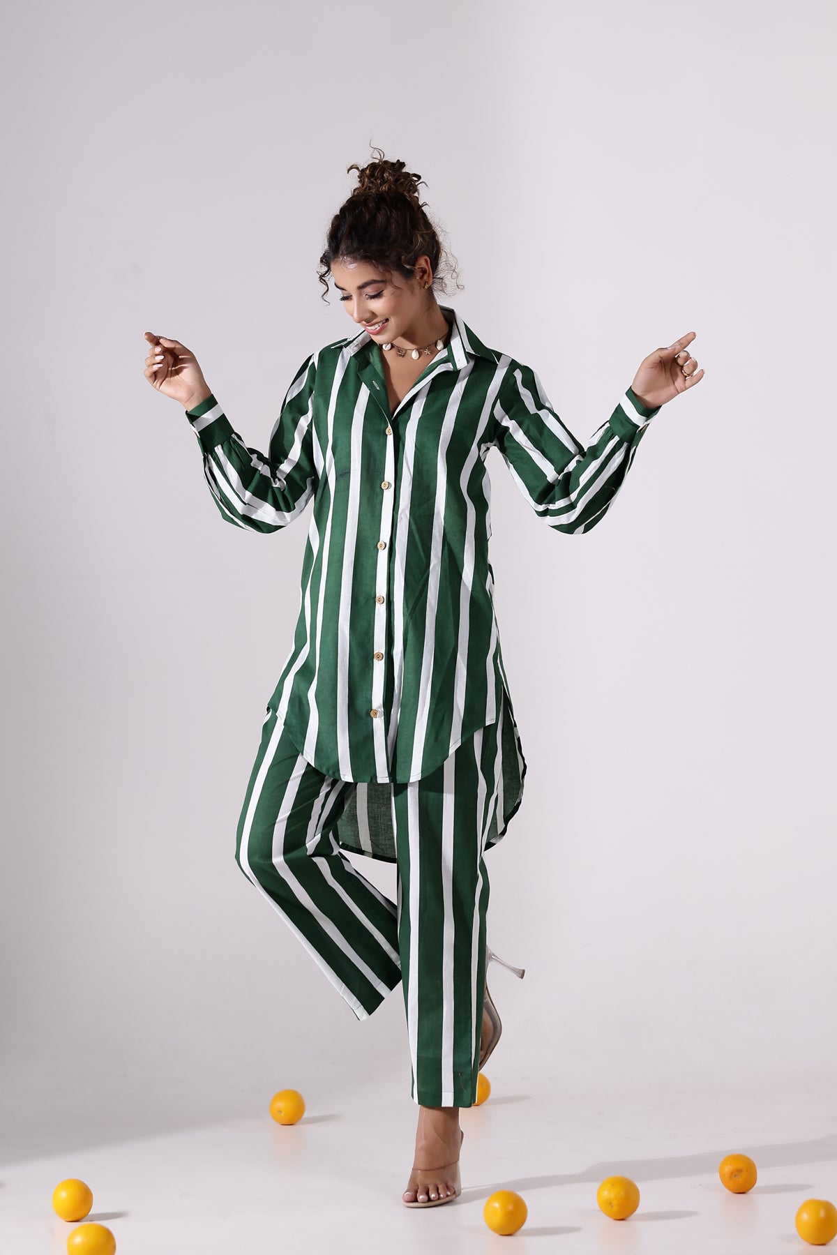 The Green Stripes Cotton Coord Set