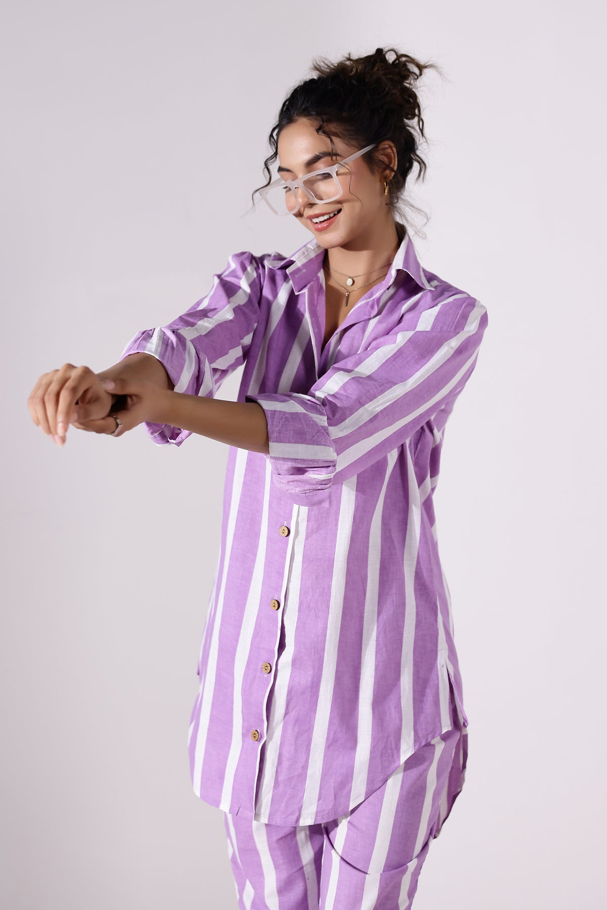 The Lavendar Stripe Cotton Coord Set