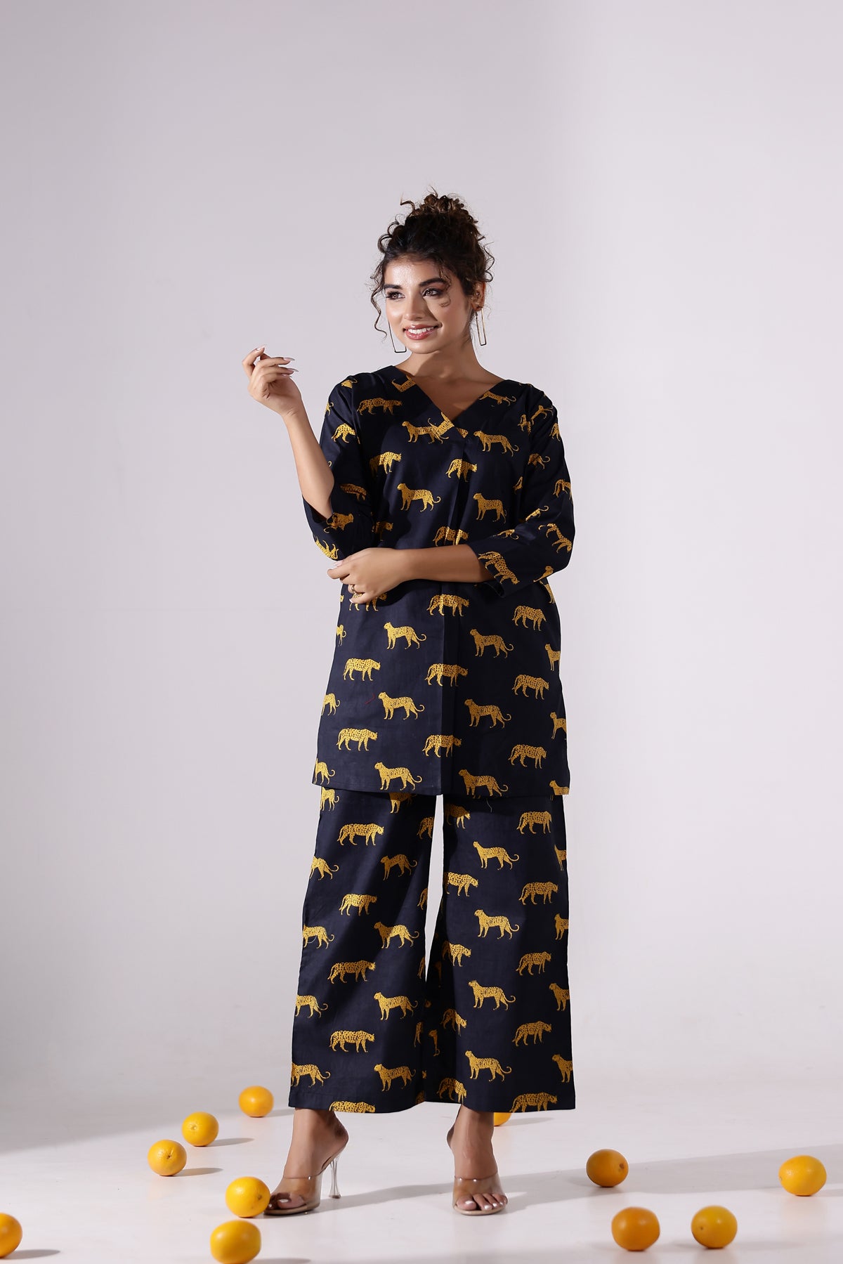 The Black Mustard Leopard Cotton Coord Set