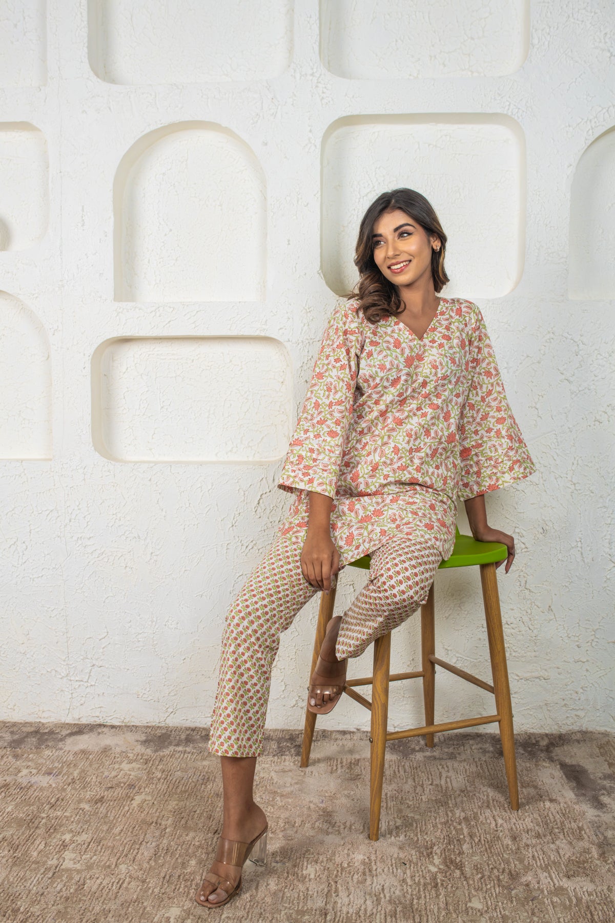 White Lotus Cotton Top & Pant Set