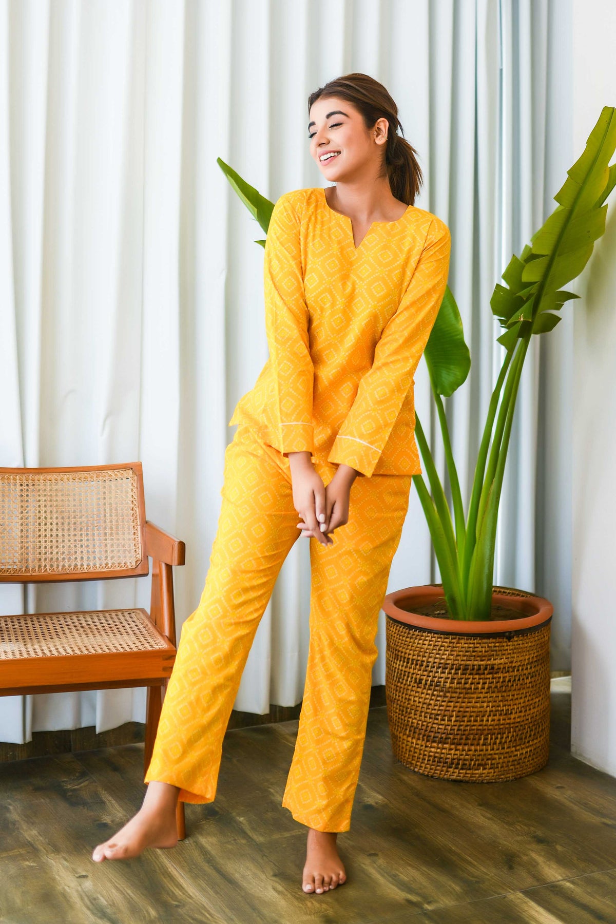 LIGHT YELLOW TOP & PANT SET