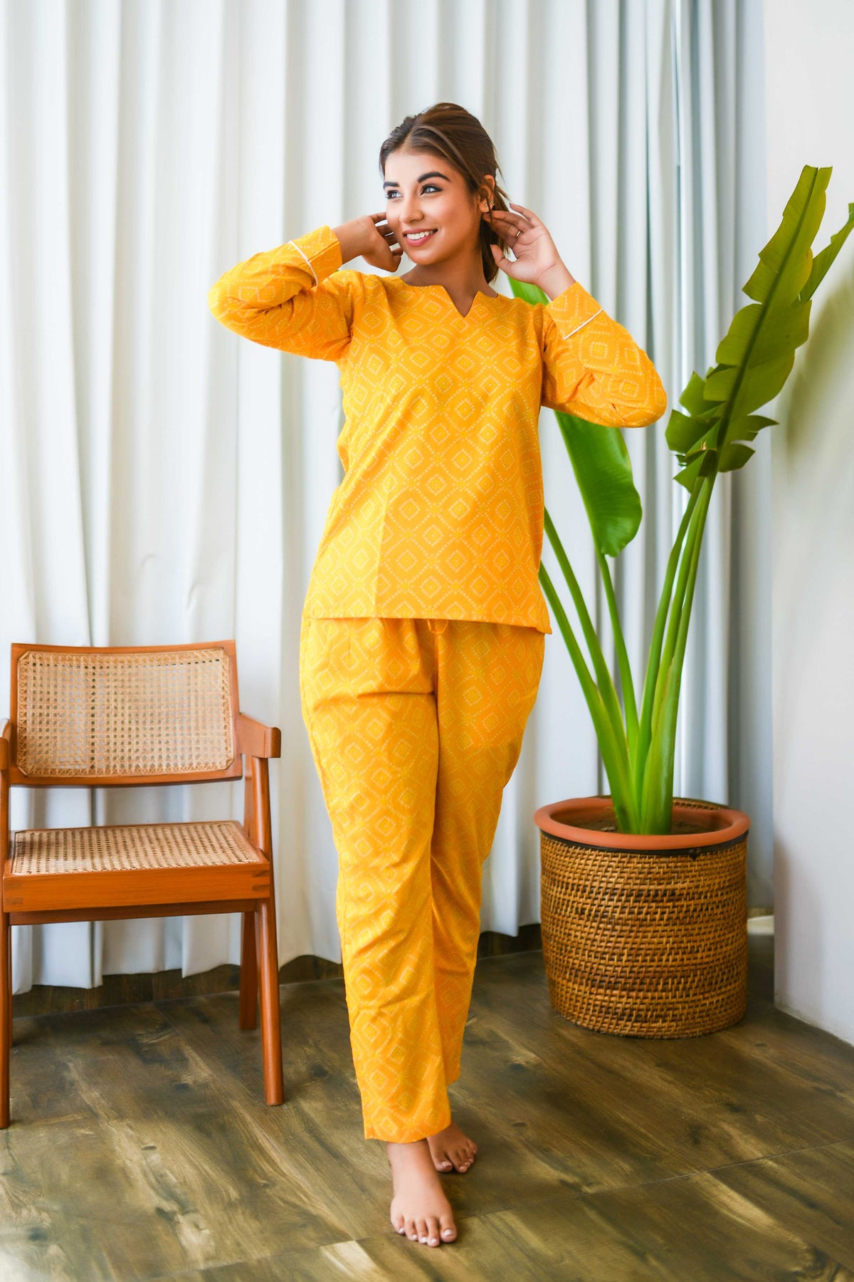 LIGHT YELLOW TOP & PANT SET